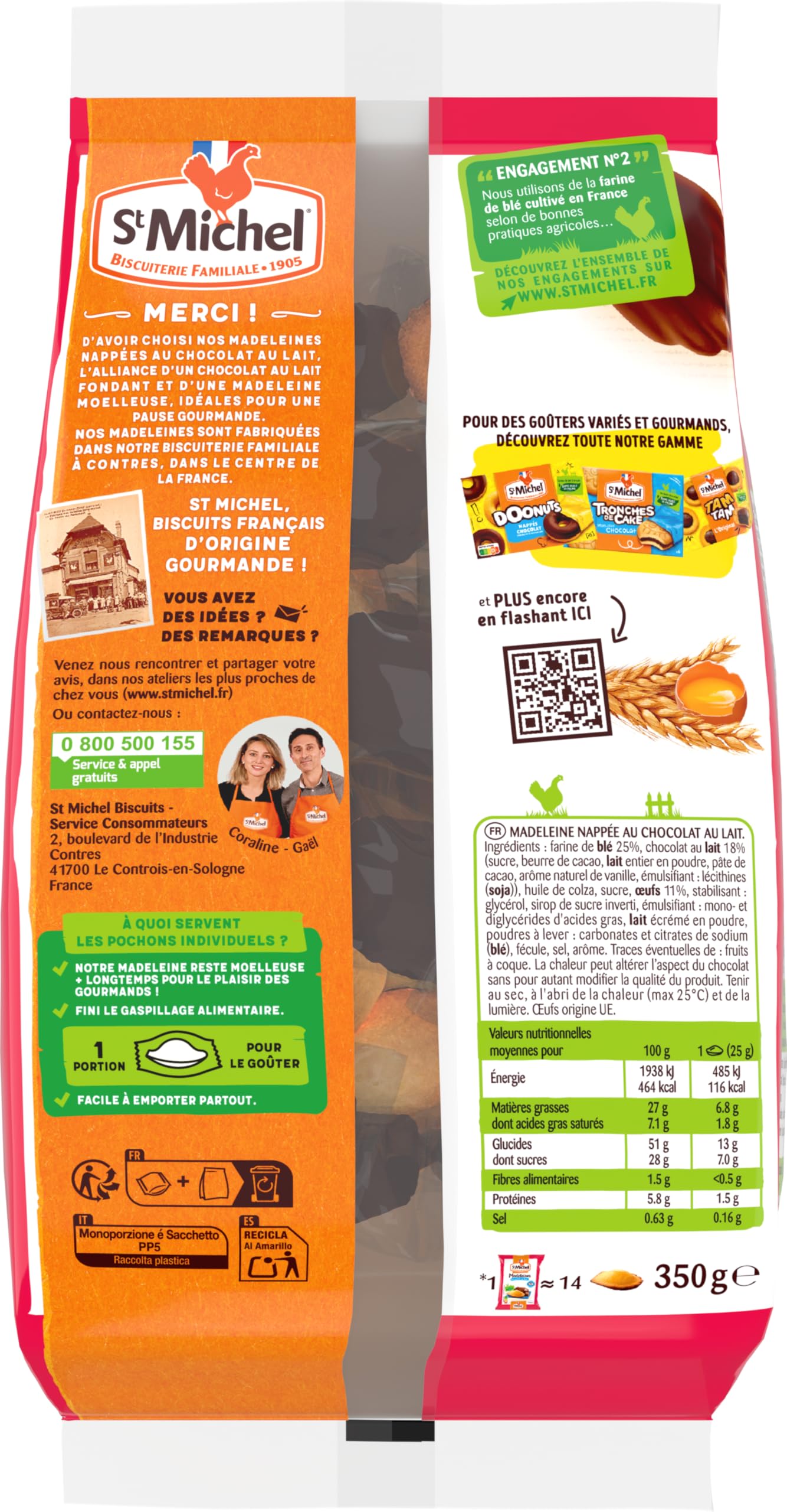 st-michel-madeleines-moelleuses-napp-es-chocolat-350g-x14-sachets image 2