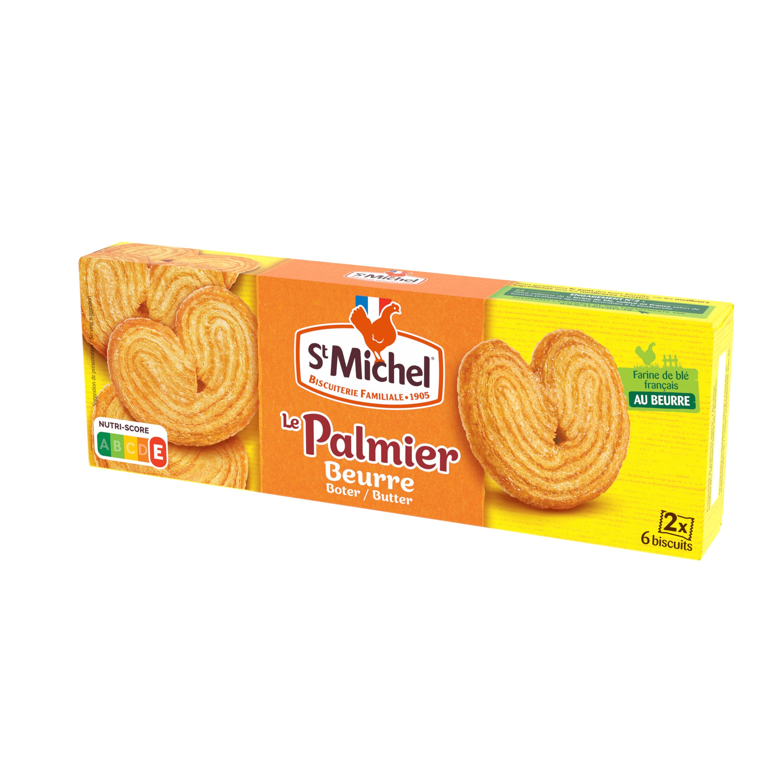 st-michel-palmier-au-beurre-fin-croustillant-2-sachets-12-biscuits-87g image 1