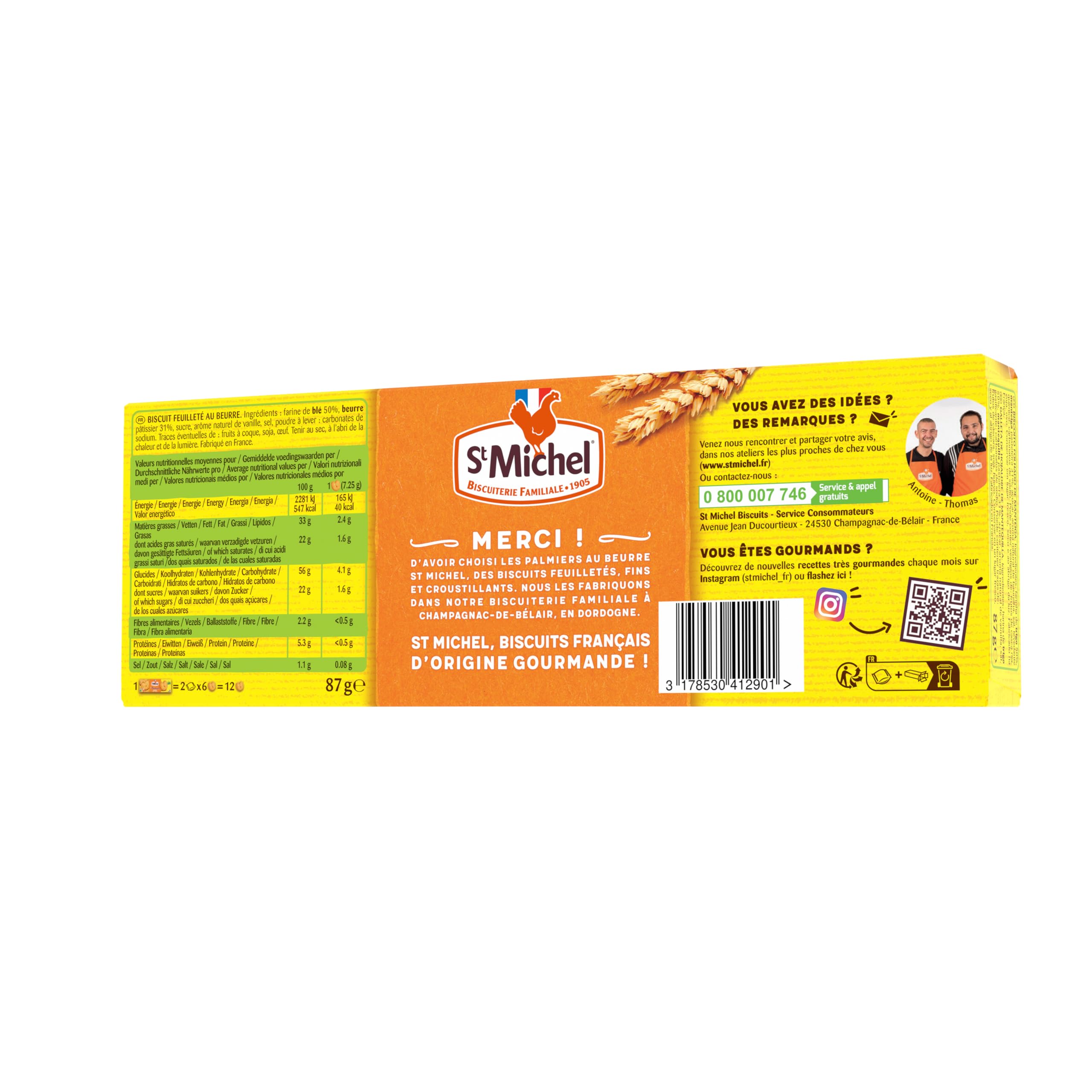 st-michel-palmier-au-beurre-fin-croustillant-2-sachets-12-biscuits-87g image 6